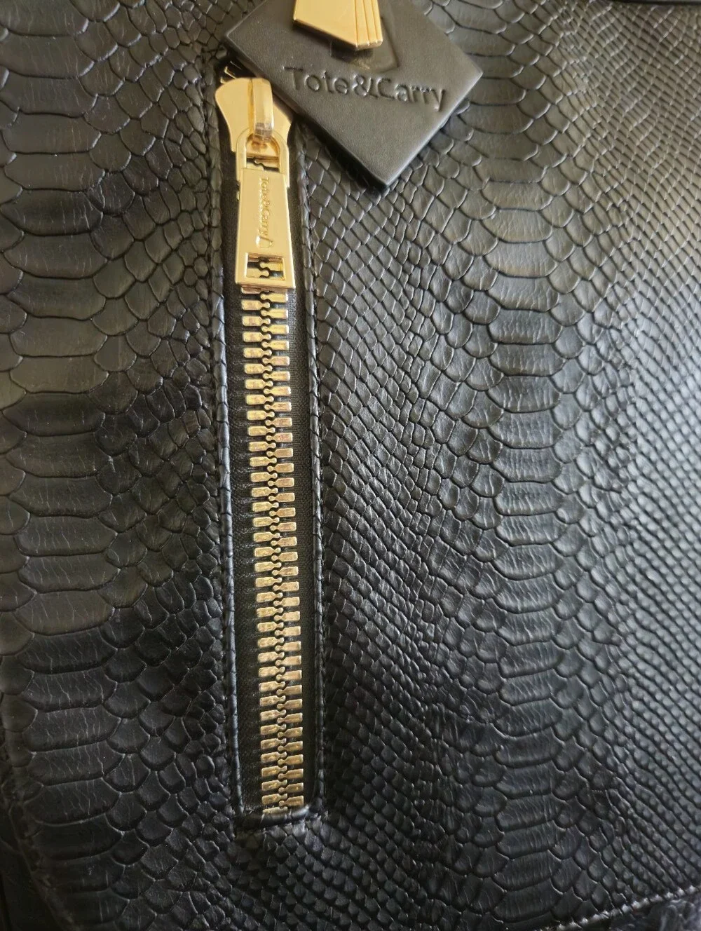 Tote & Carry Black Croc-Embossed Vegan Leather Backpack